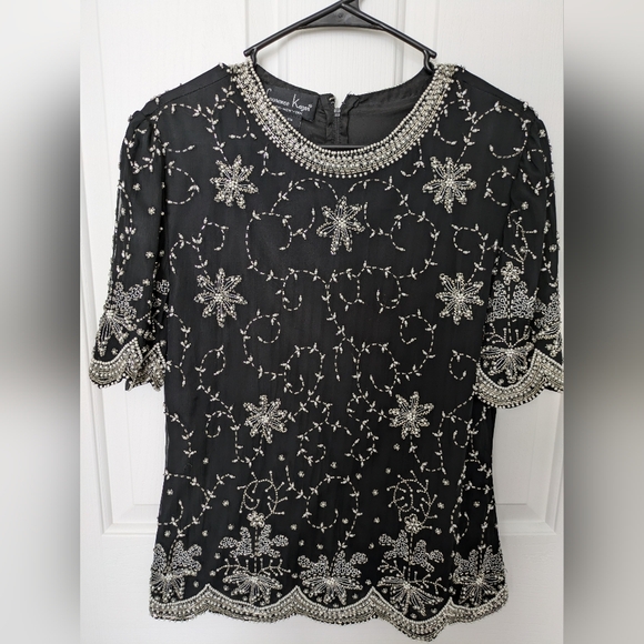 Vintage Laurence Kazar Beaded Top - Picture 1 of 8